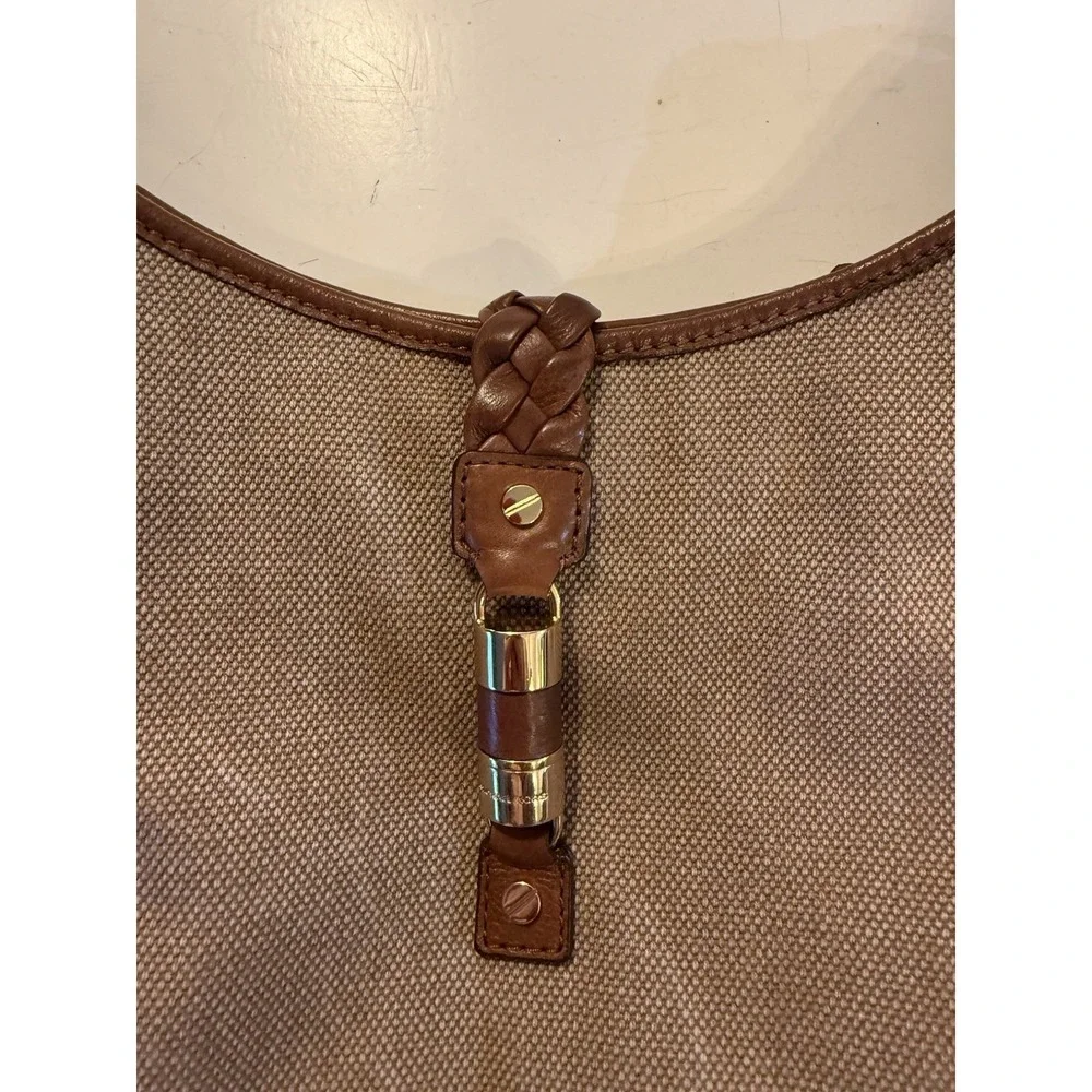 Michael Kors Canvas Hobo Brown Purse‎ Jet Set Braided Leather Shoulder Bag